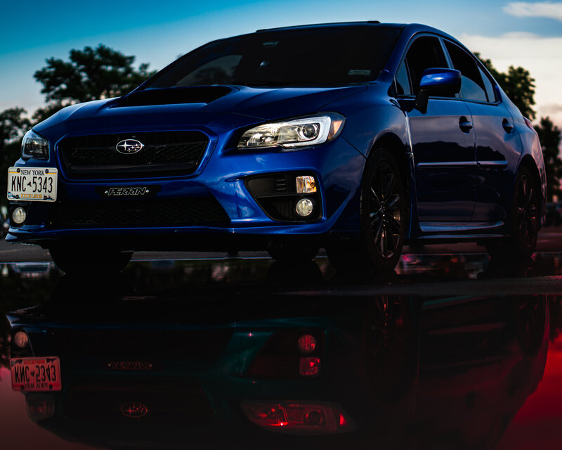Blue Subaru Wrx — Dramatic, Sunset, Photograph