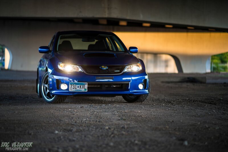 Blue Subaru Wrx — Dramatic, Sunset