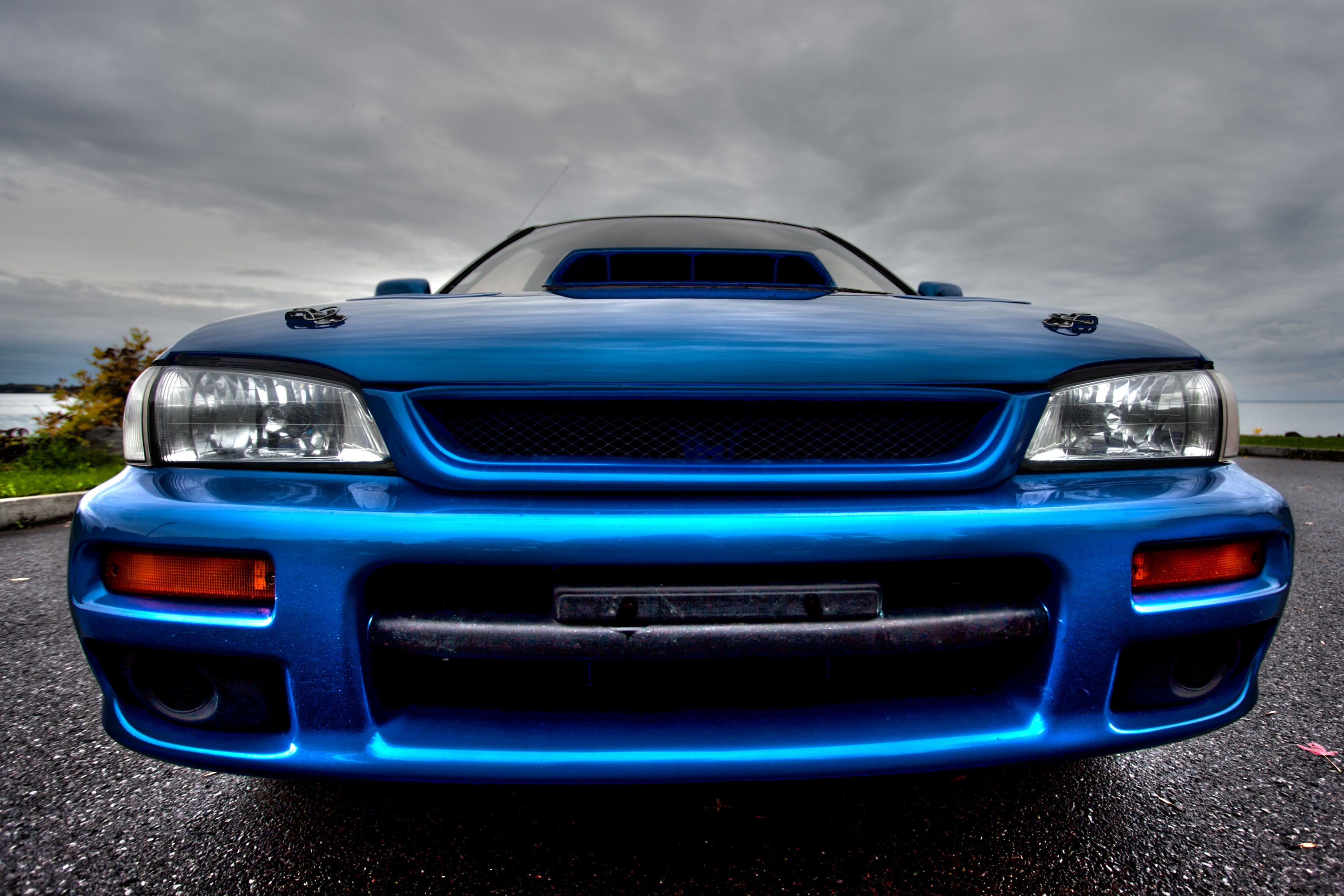blue subaru wrx front view