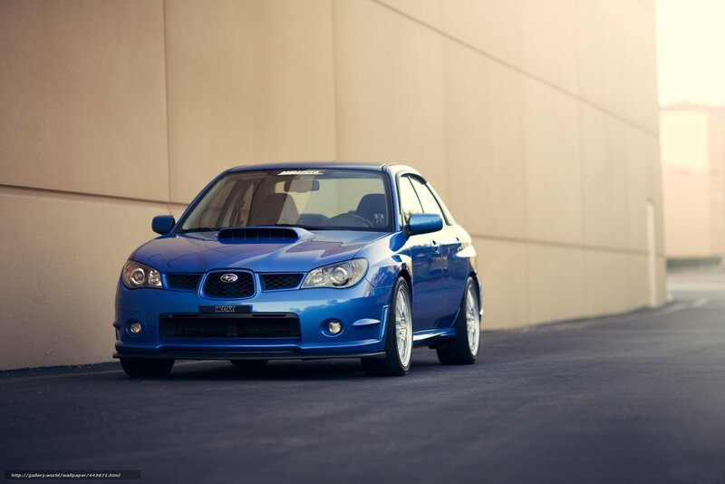 Blue Subaru WRX parked
