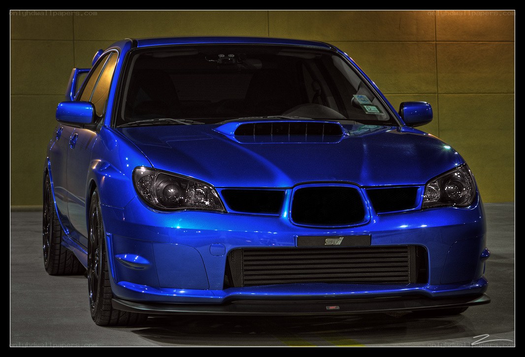 blue subaru wrx sti car