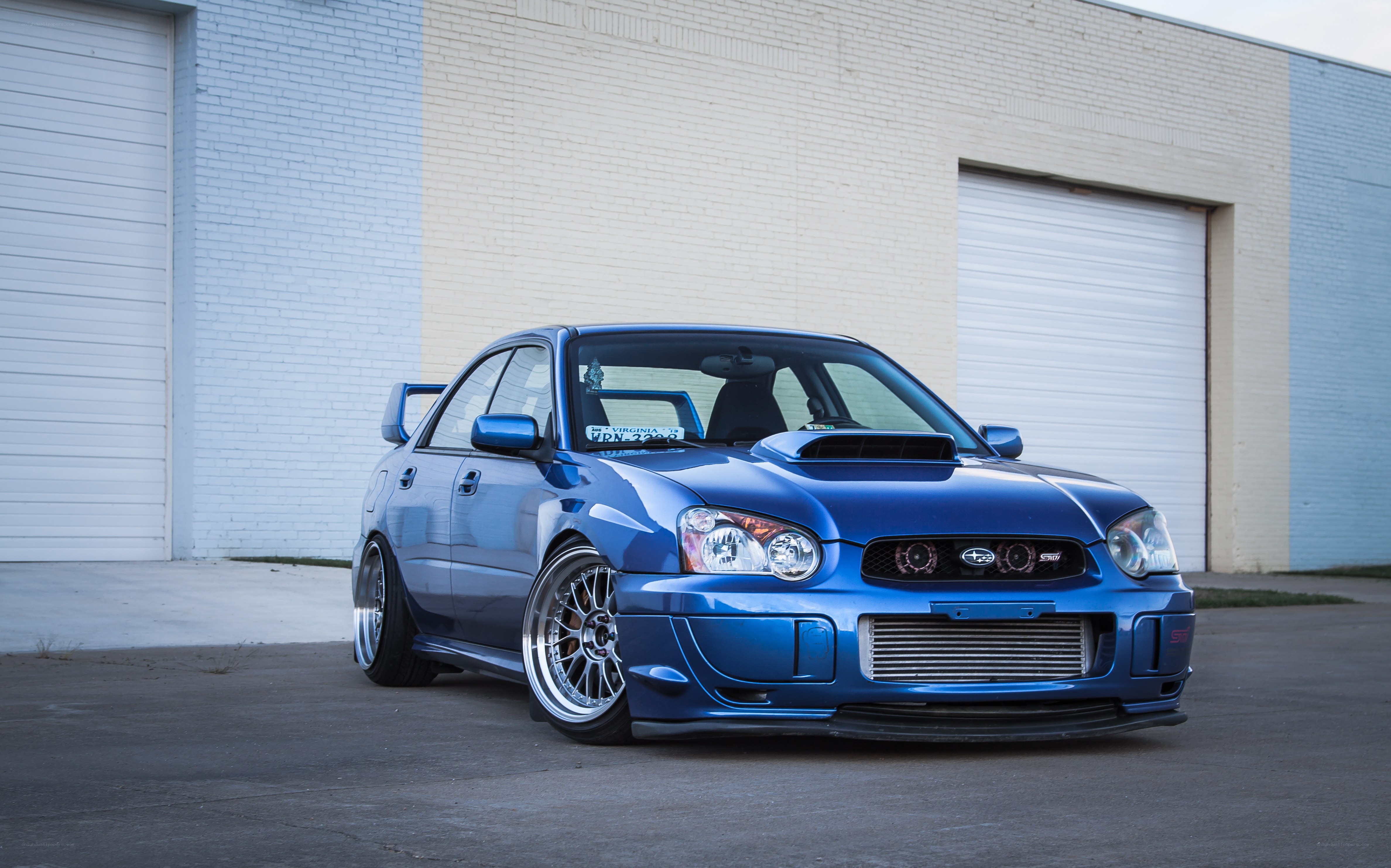 Blue Subaru WRX STI car