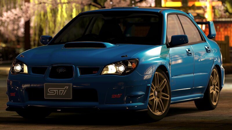 Blue Subaru Wrx Sti — Dramatic, Night, 3d Render