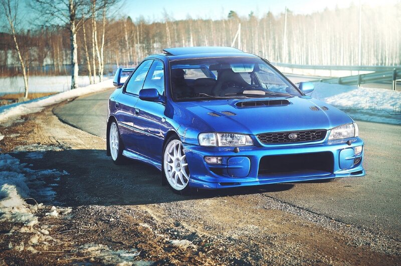 Blue Subaru Wrx Sti — Dramatic, Winter