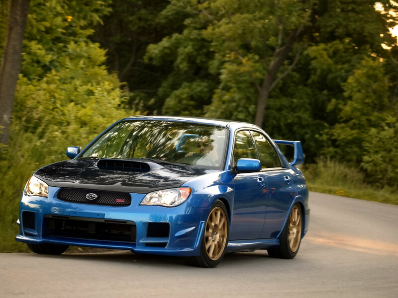 Blue Subaru Wrx Sti — Dynamic, Sunset