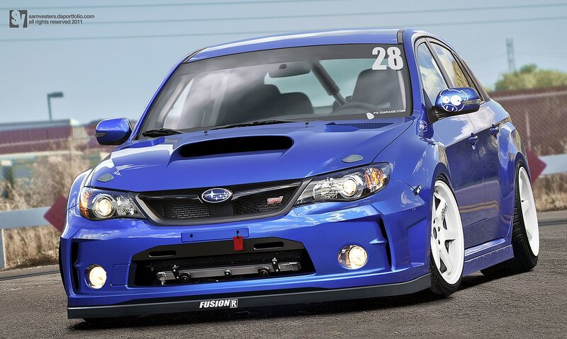 blue subaru wrx sti race car