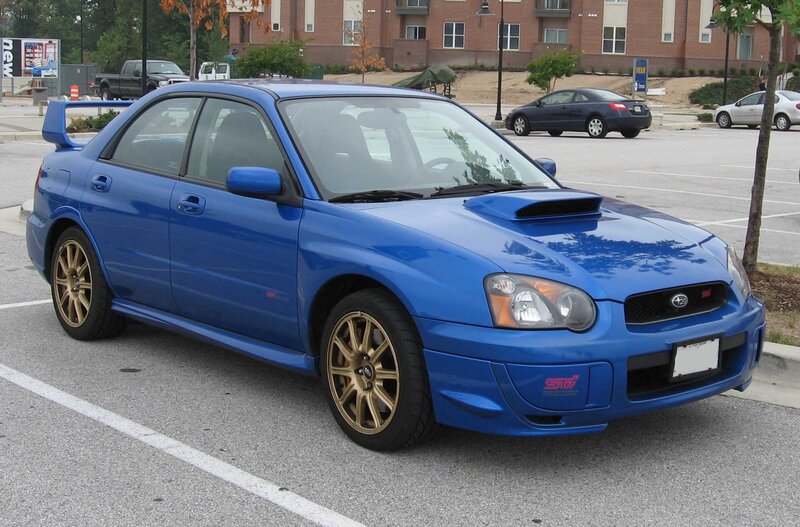 blue subaru wrx sti sedan