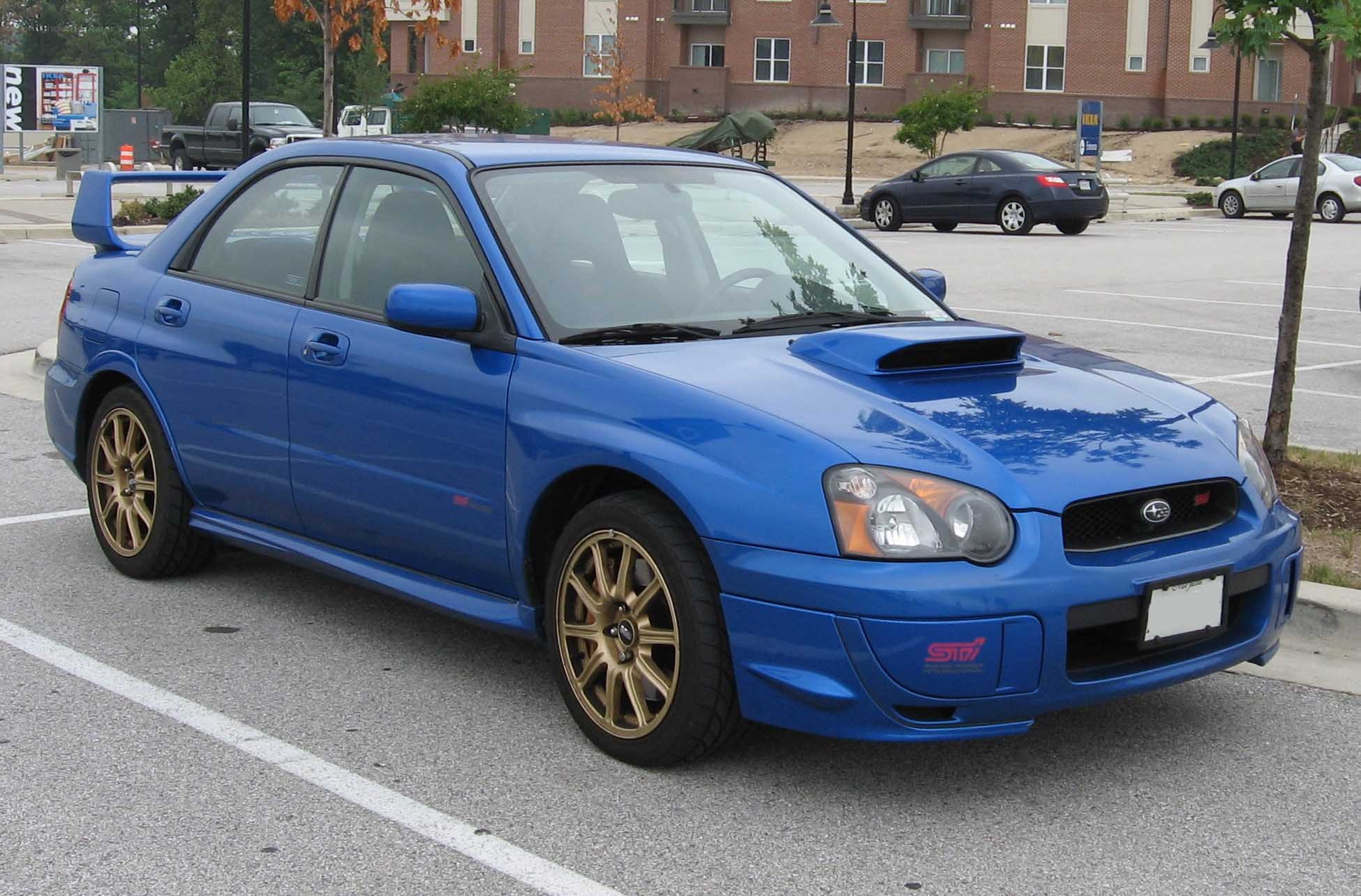 blue subaru wrx sti sedan