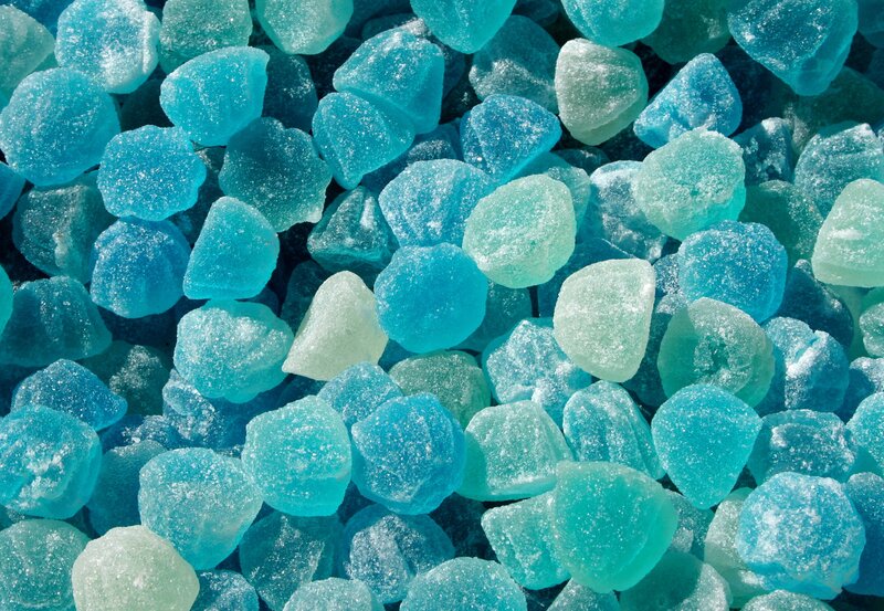 blue sugar-coated candies