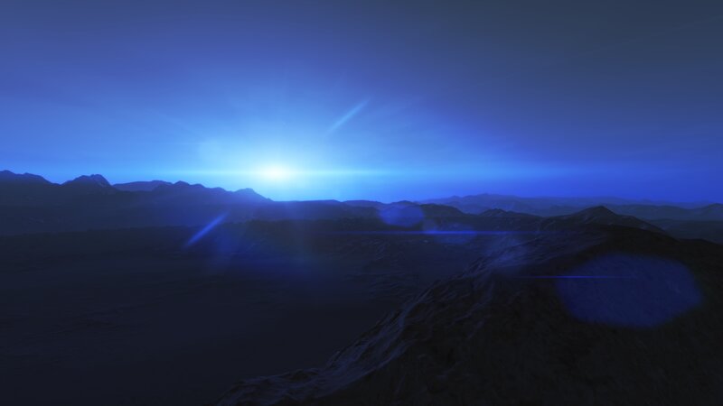 Blue Sun over Mountains