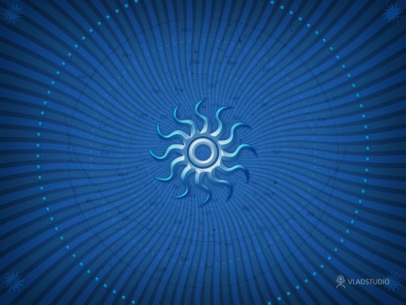 Blue sun symbol on radial background