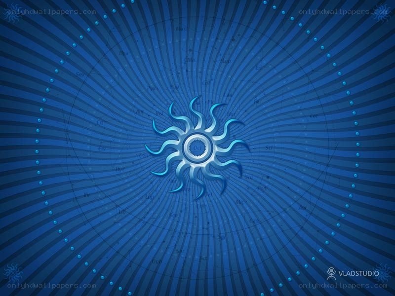 Blue sun symbol on radial background