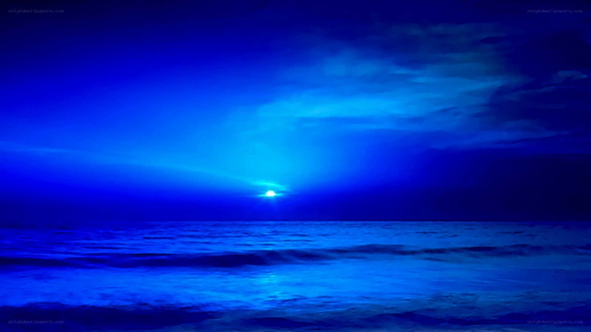 Blue sunset over the ocean