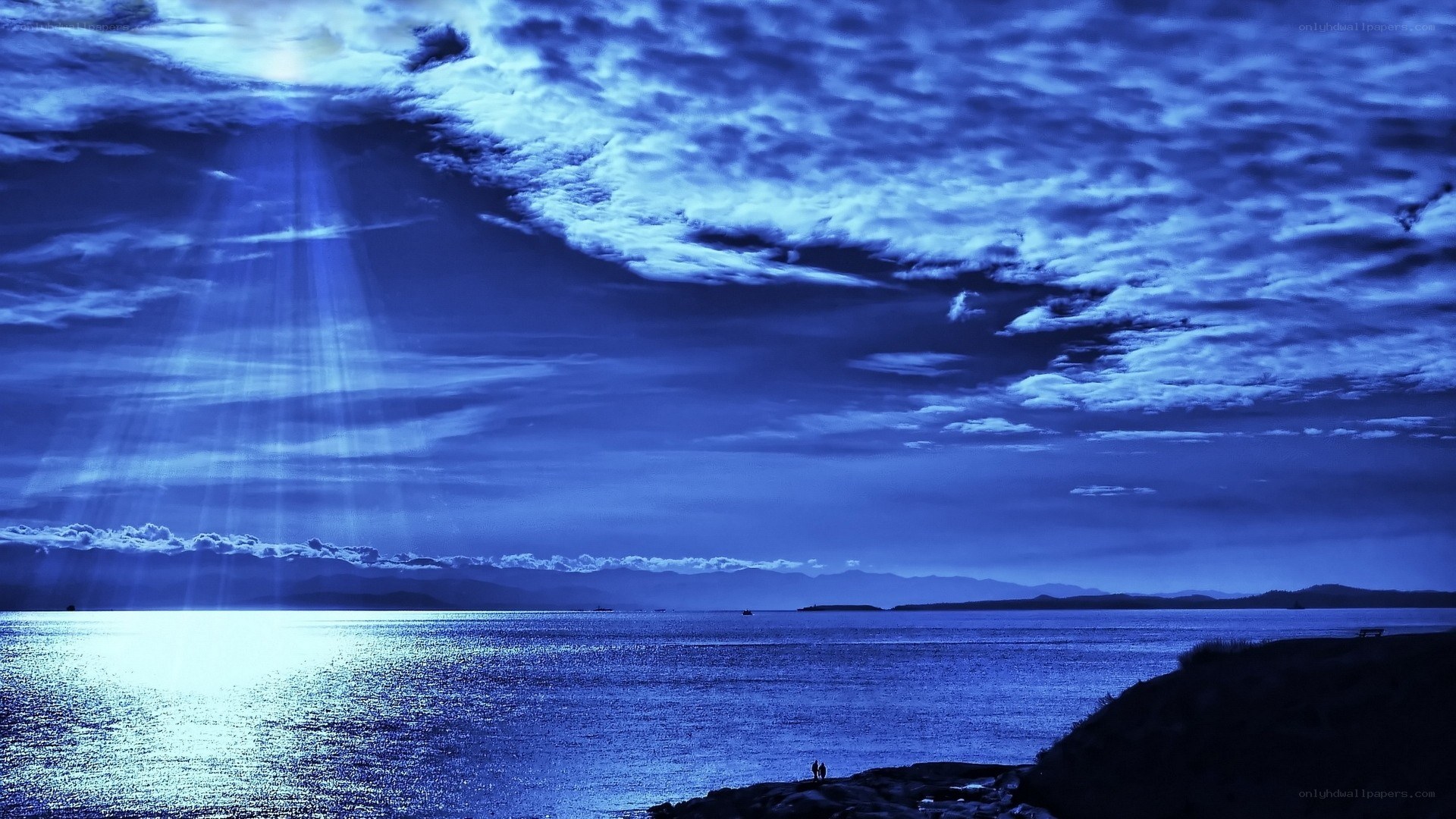 Blue sunset over the sea