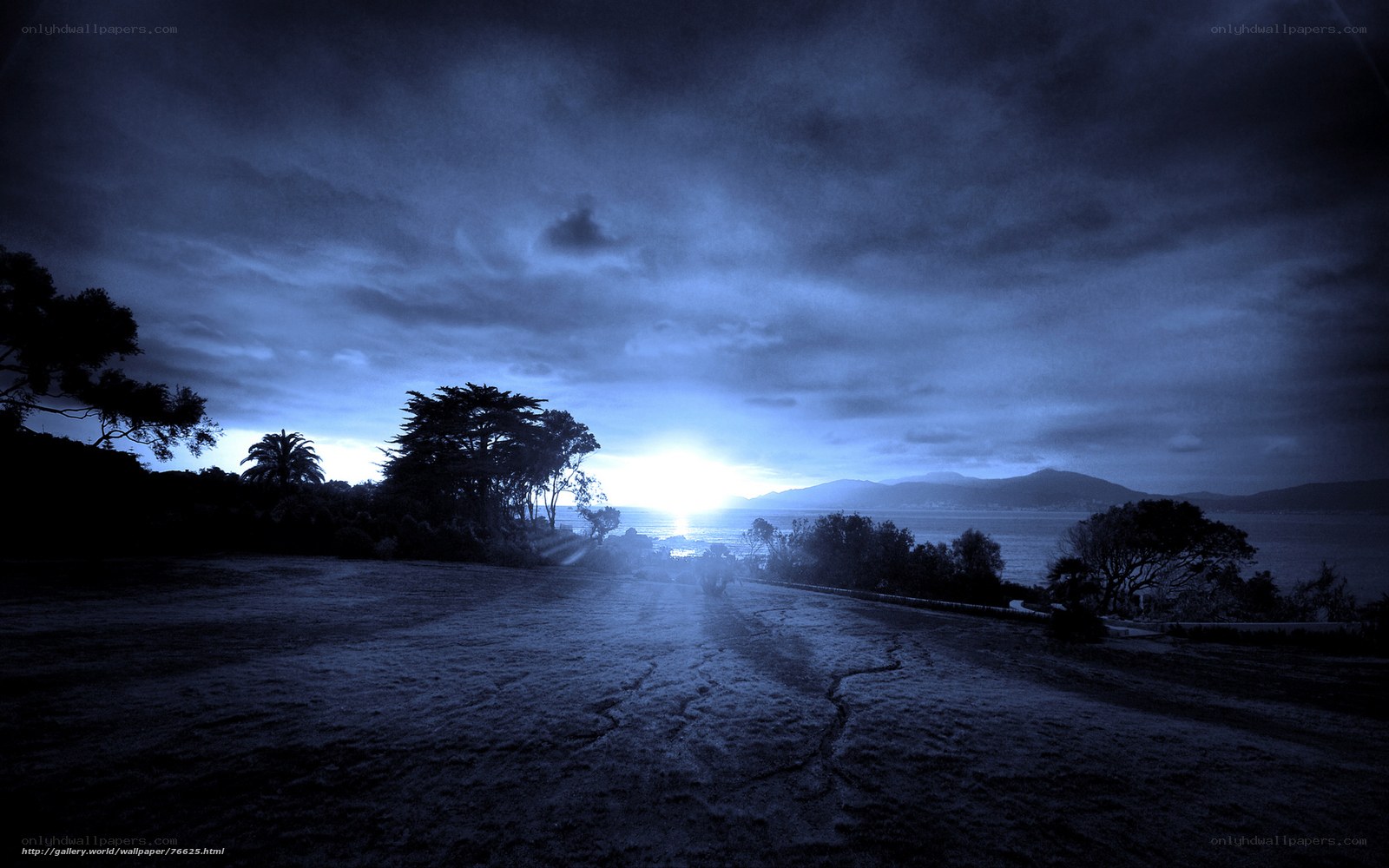 blue sunset over the sea