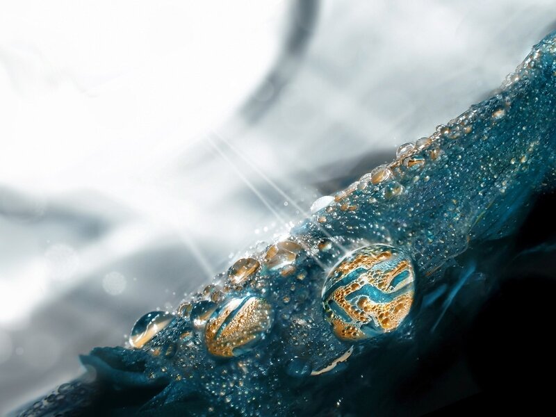 Blue Surface with Water Droplets