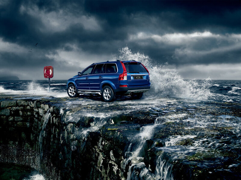 Blue Suv on Cliff
