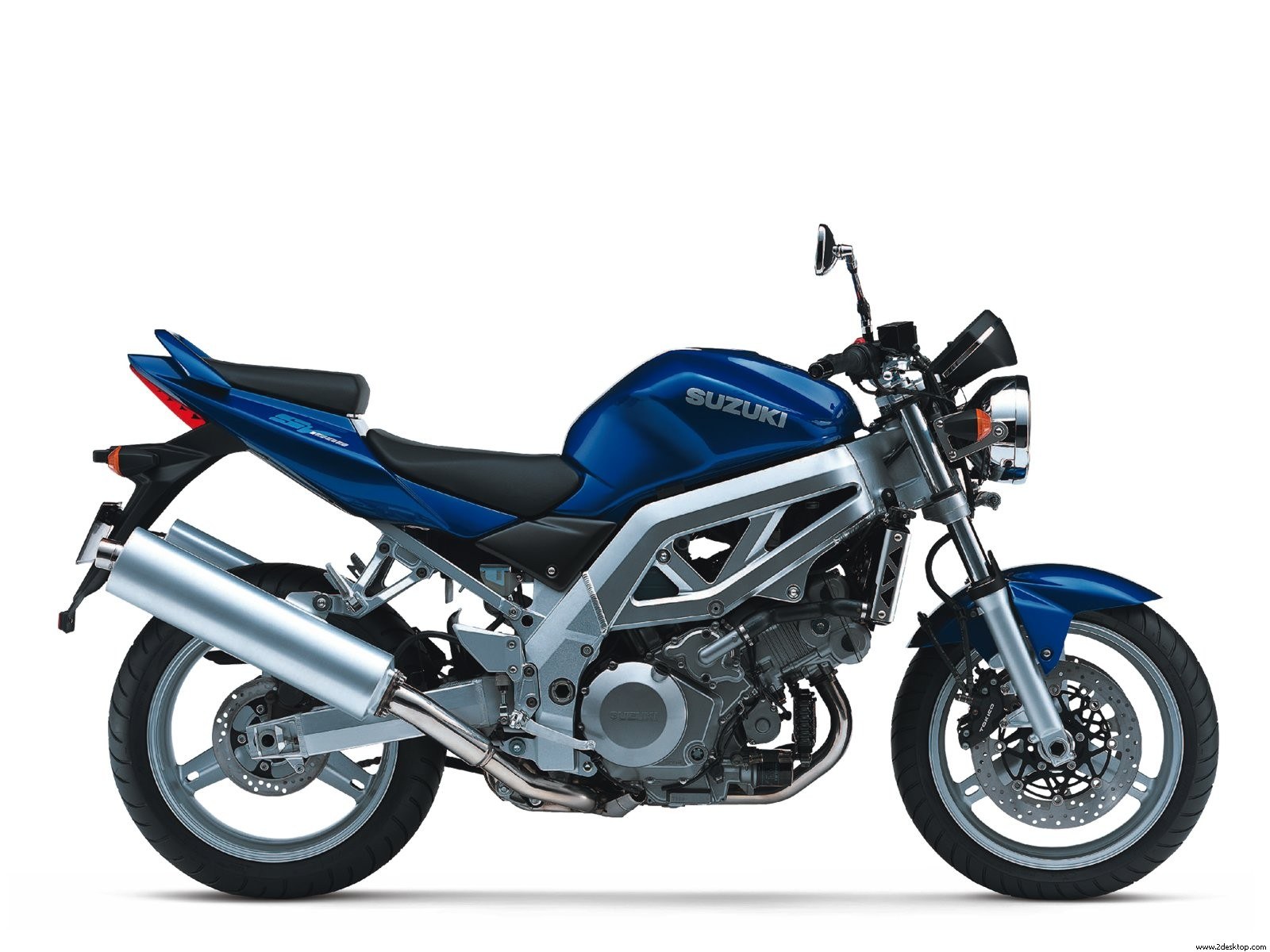 Blue Suzuki motorcycle