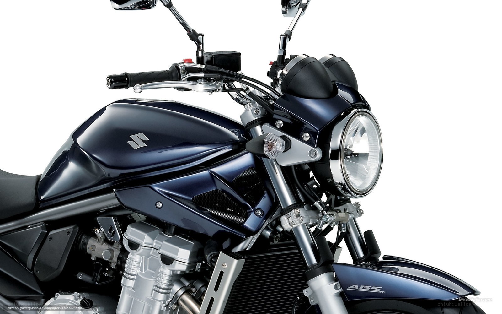 Blue Suzuki motorcycle front view