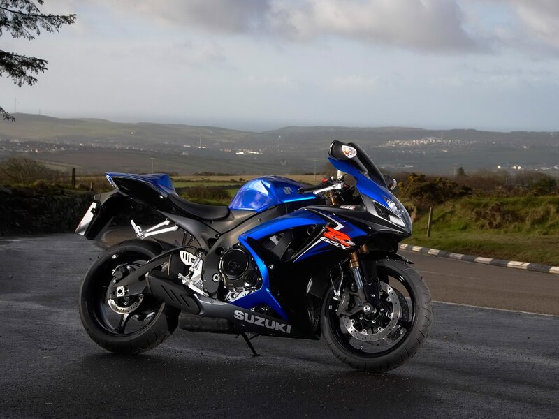 Blue Suzuki sport motorcycle