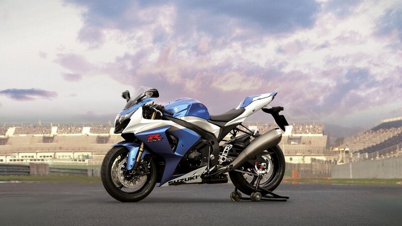 Blue Suzuki sport motorcycle