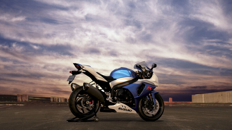 Blue Suzuki sport motorcycle