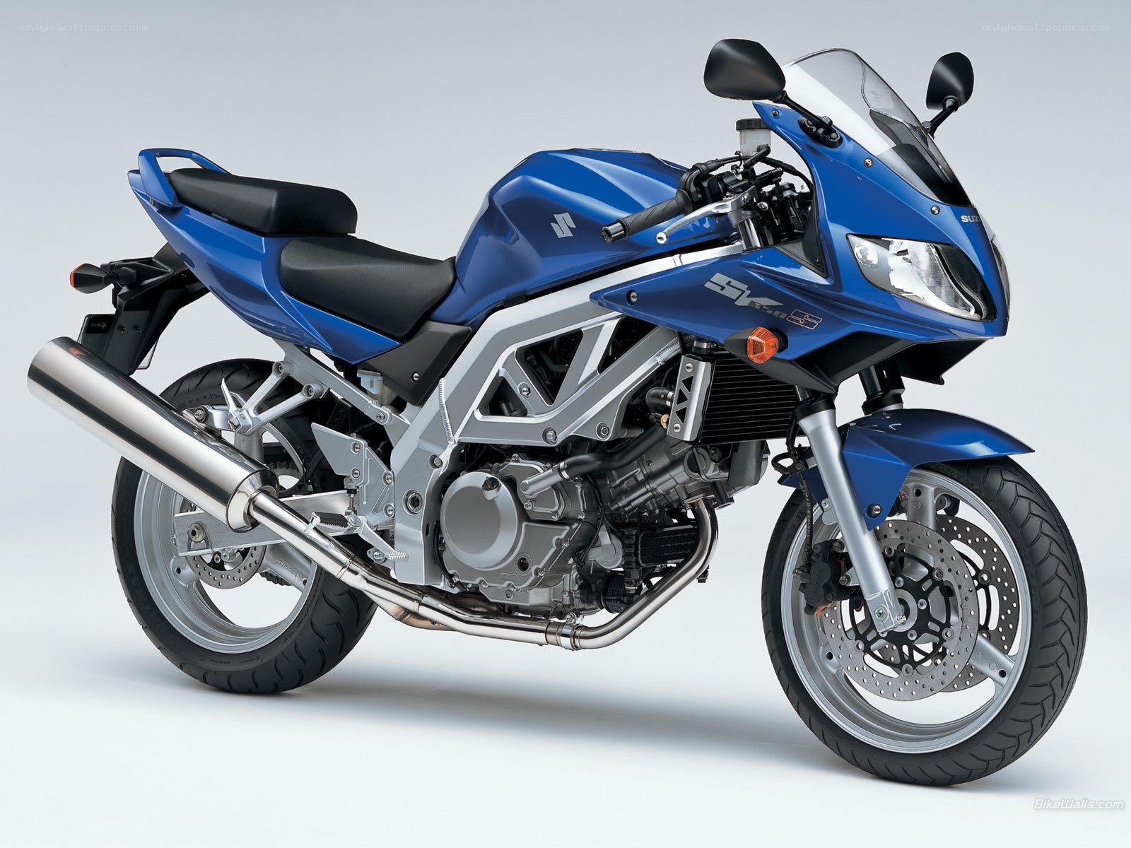 Blue Suzuki SV650 motorcycle