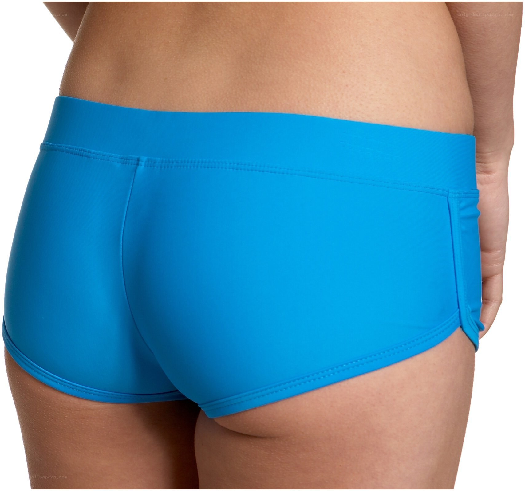 blue swim trunks from back