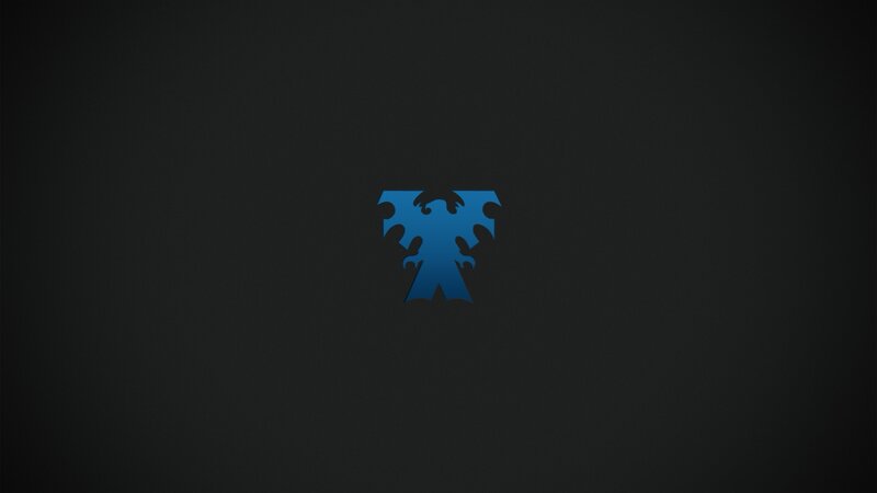 blue symbol on dark background