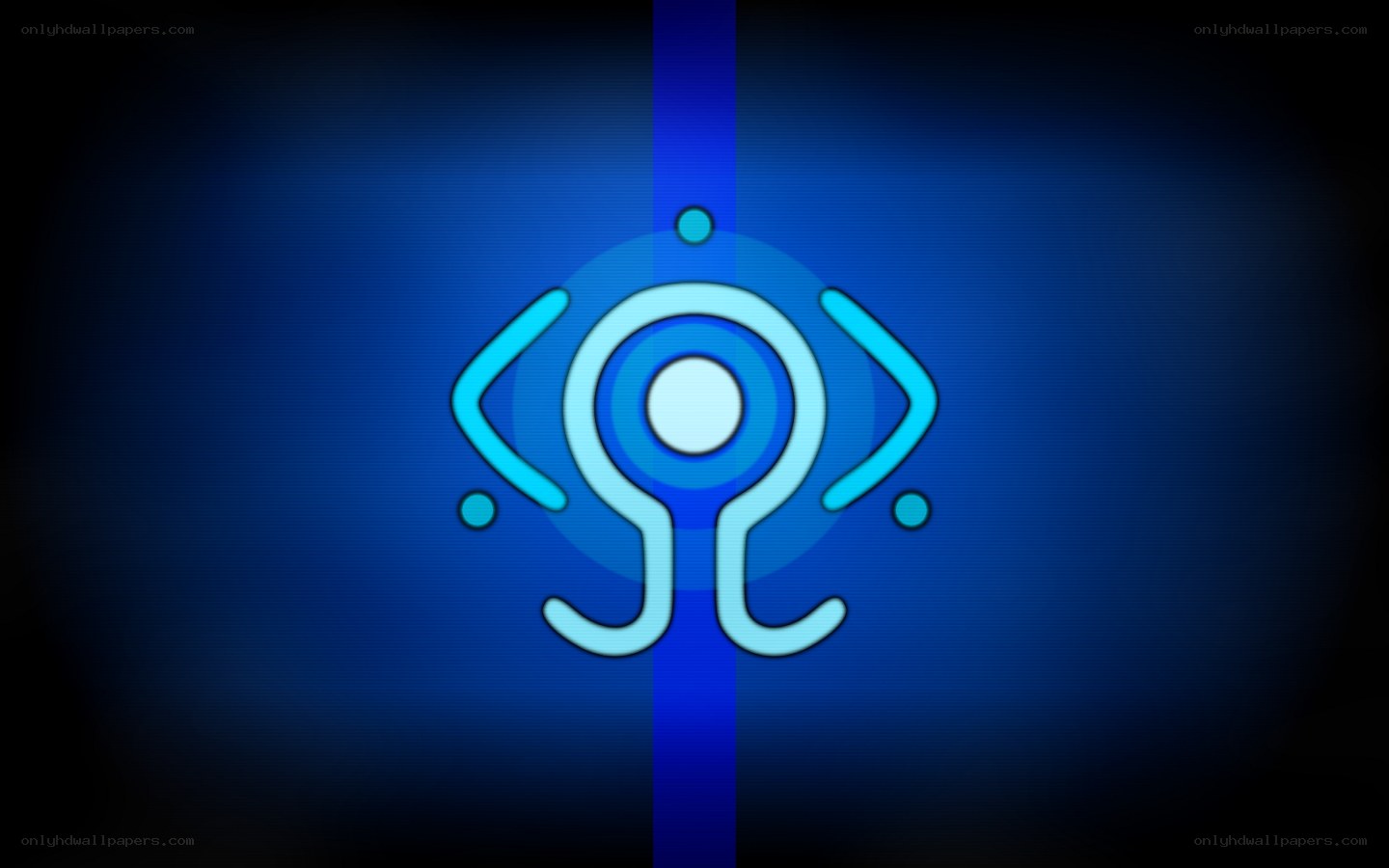 blue symbol with eye design