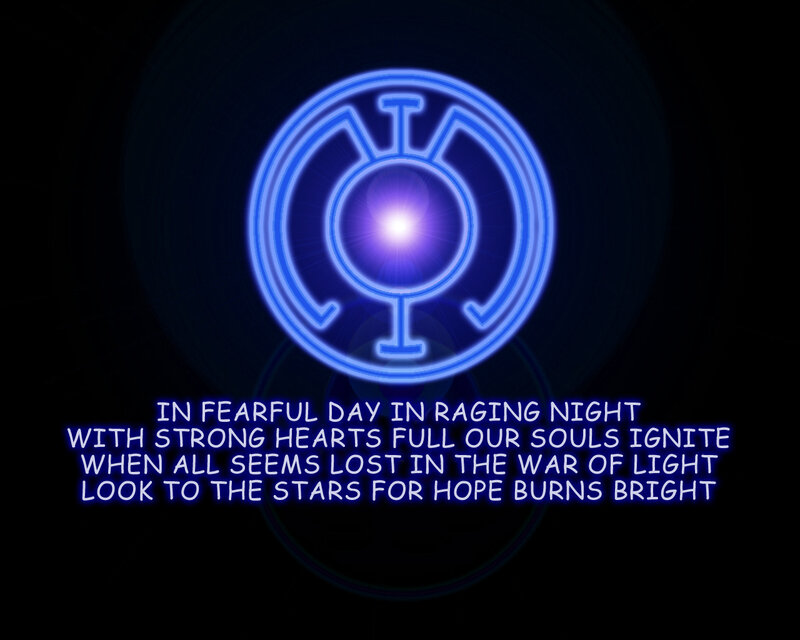 Blue symbol with inspirational quote
