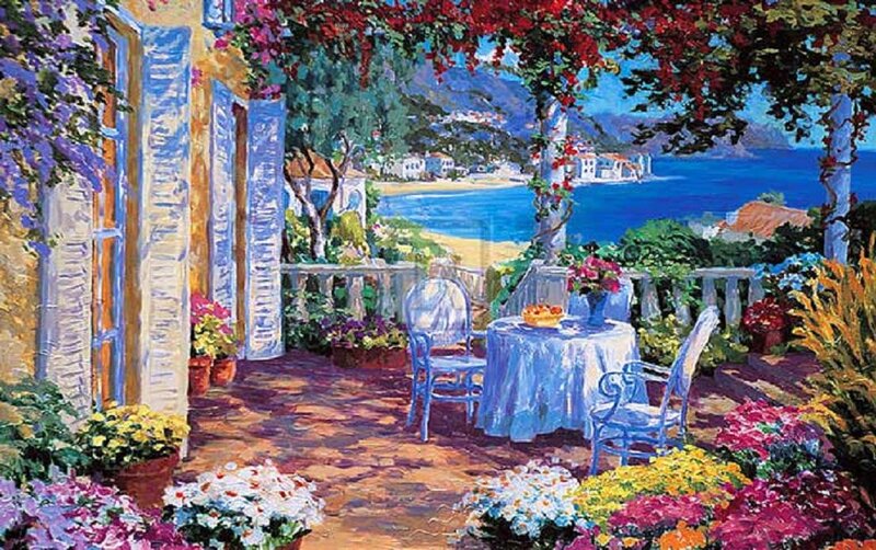Blue Table on Patio