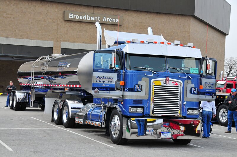 Blue tanker truck at Broadbent Arena