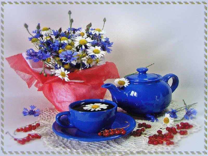 Blue Teapot with Flowers — Serene