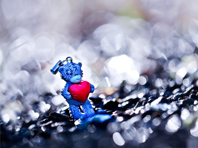 Blue Teddy Bear Holding Heart