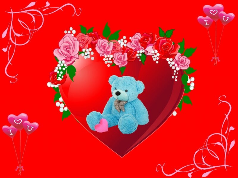 Blue Teddy Bear in Heart