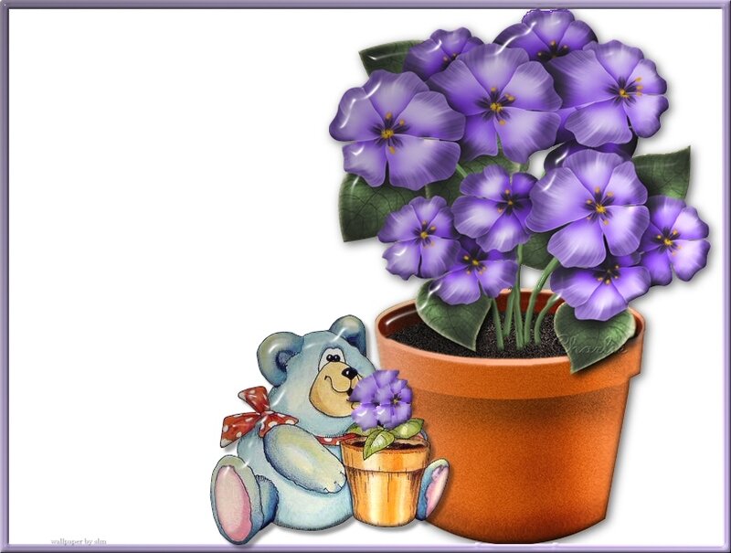 Blue Teddy Bear with Flowers