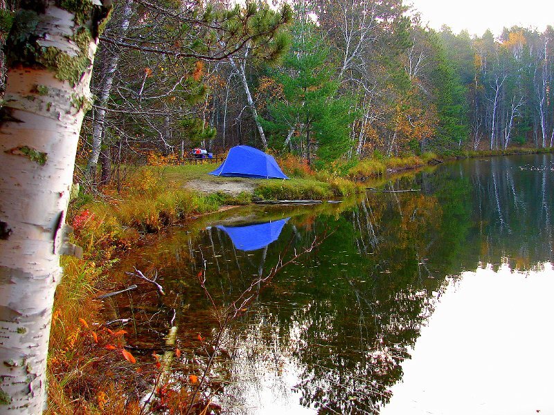 Blue Tent by Lake
