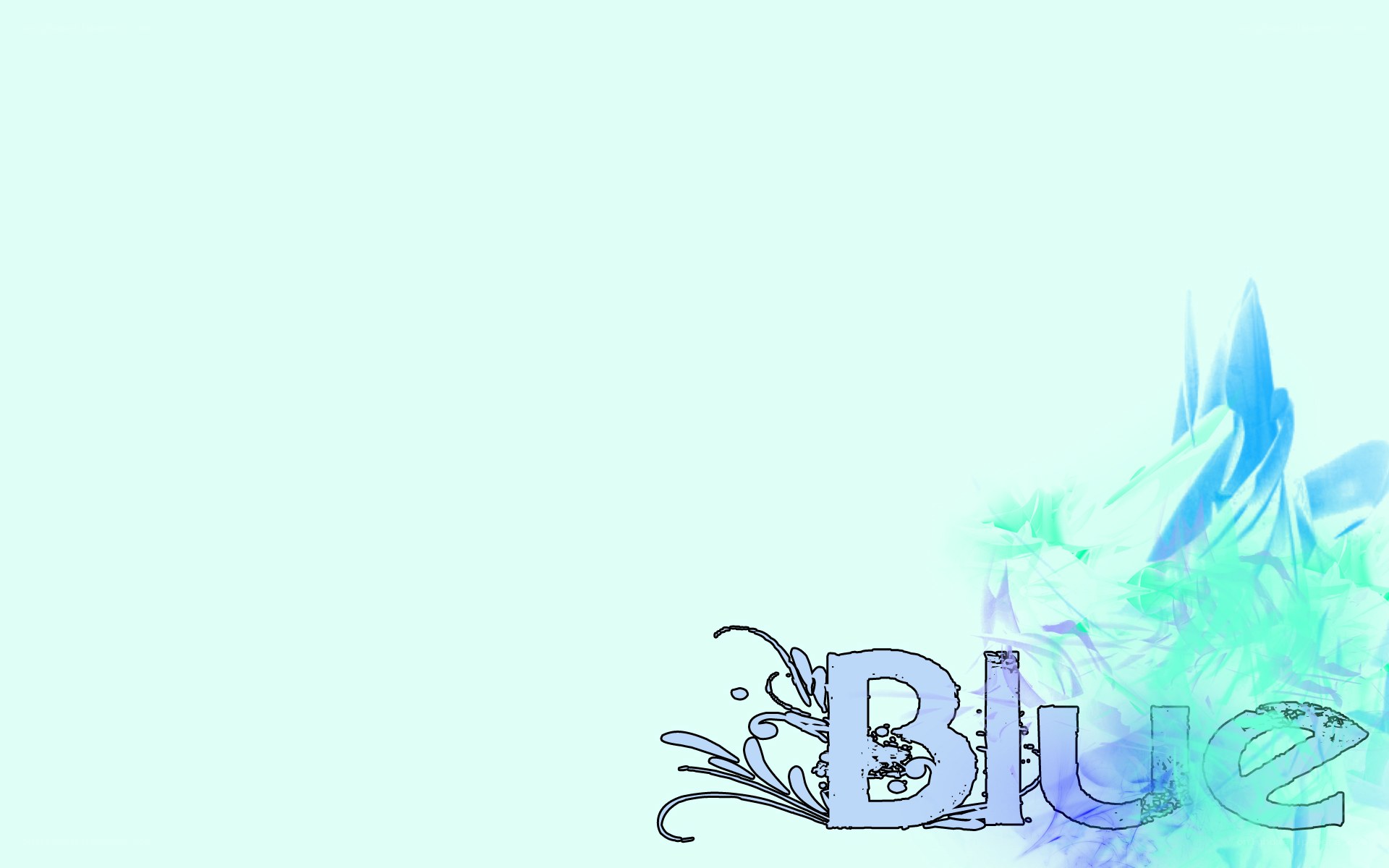 blue text with floral design