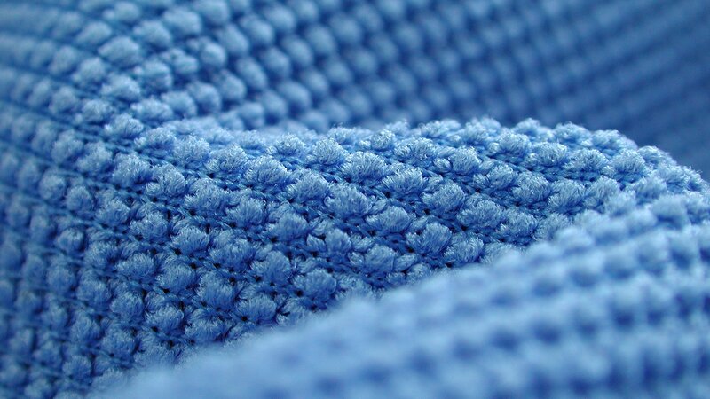 blue textured fabric close-up