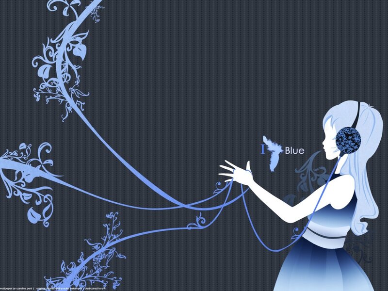 Blue-themed anime girl wallpaper