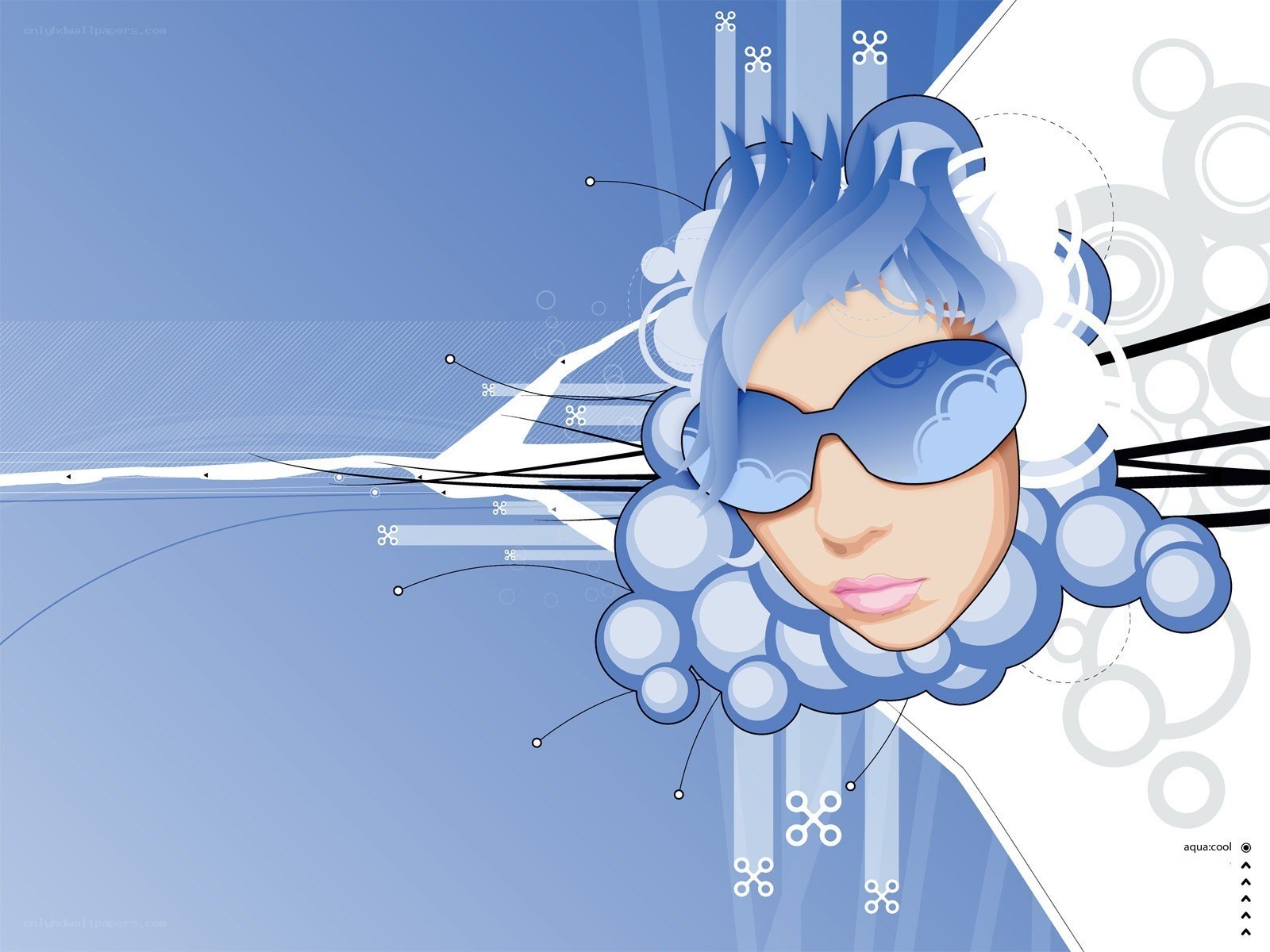 blue-themed digital art portrait