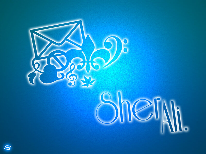 blue-themed digital art with name