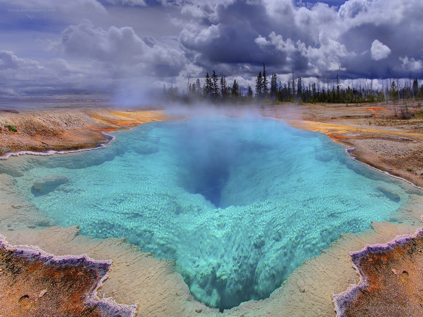 Blue thermal pool in Yellowstone