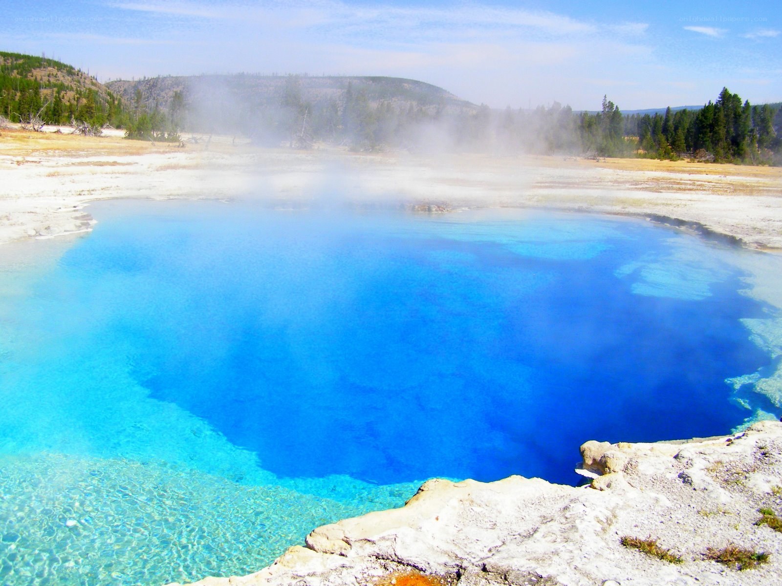 Blue thermal pool in Yellowstone