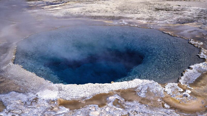 Blue thermal spring in Yellowstone