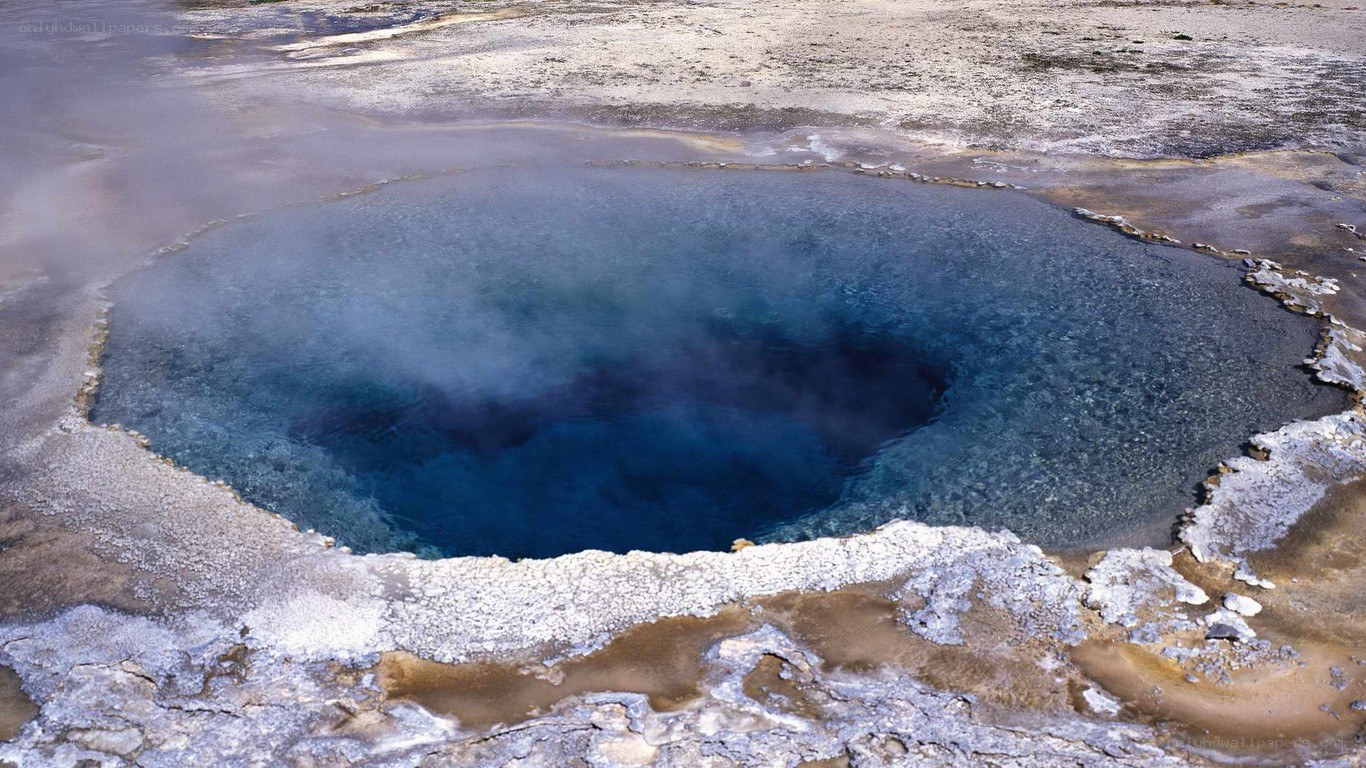 Blue thermal spring in Yellowstone