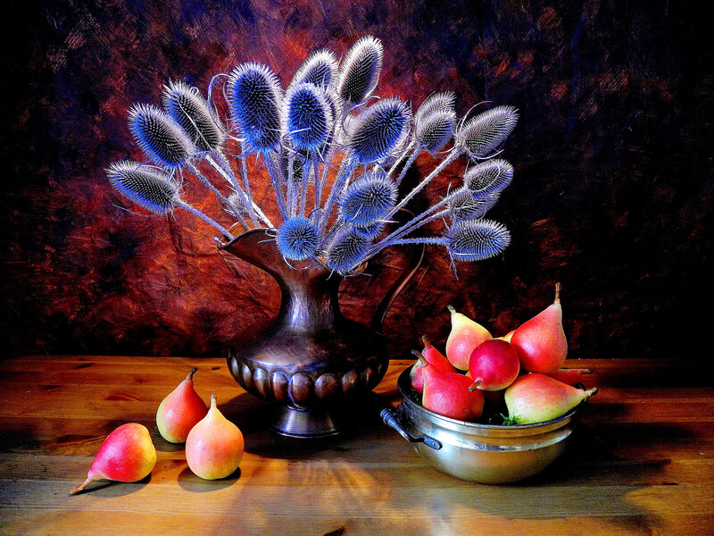Blue Thistles in Vase