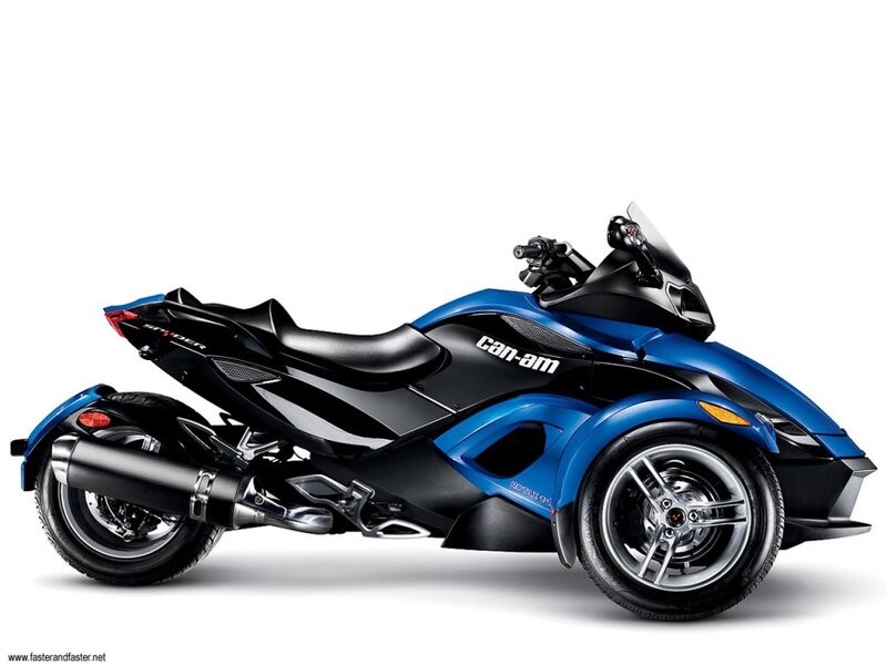 Blue Three-wheeled Motorcycle