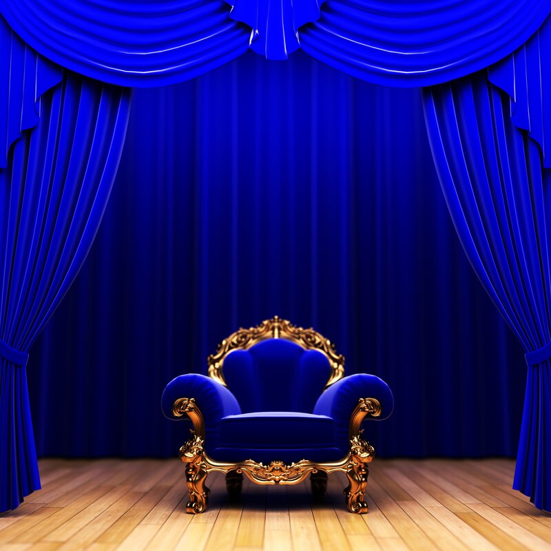 blue throne on stage